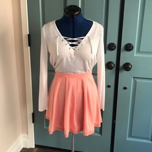 Divided White Long Sleeve Lace Up Shirt